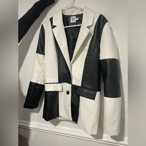 Princess Polly black and white leather blazer